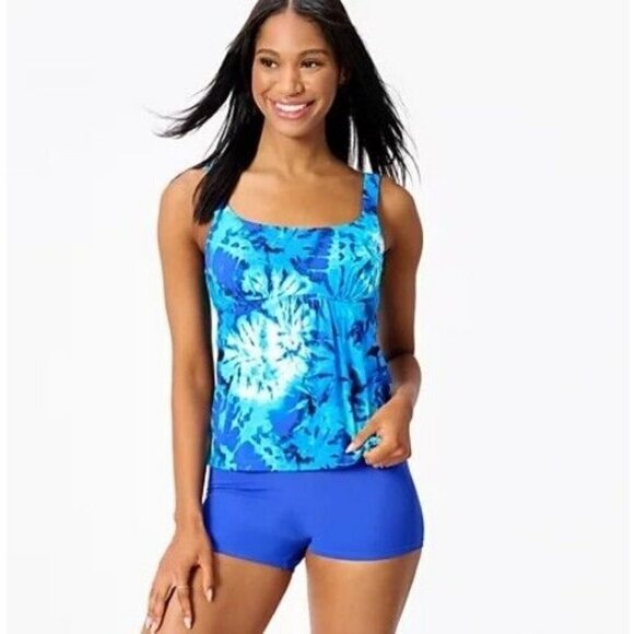 Kim Gravel Other - Kim Gravel x Swimsuits For All Scoop Tarkini Set w/ Bike S Dazzle Tie Dye Reg 12